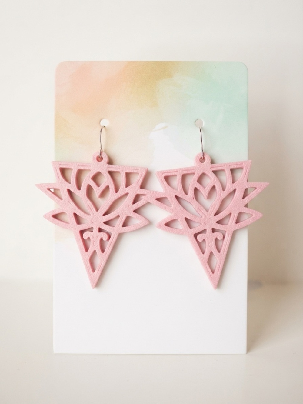 Handcrafted Pink Lotus Cutout Dangle Earrings - Women Jewelry